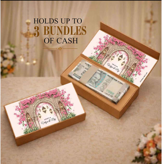 Personalised Shagun Cash Gift Box - Bougainvillea Palace Garden