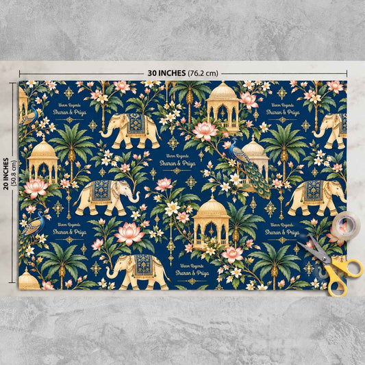 Custom Happy Diwali Gift Wrapping Paper - Garden of Gold Design