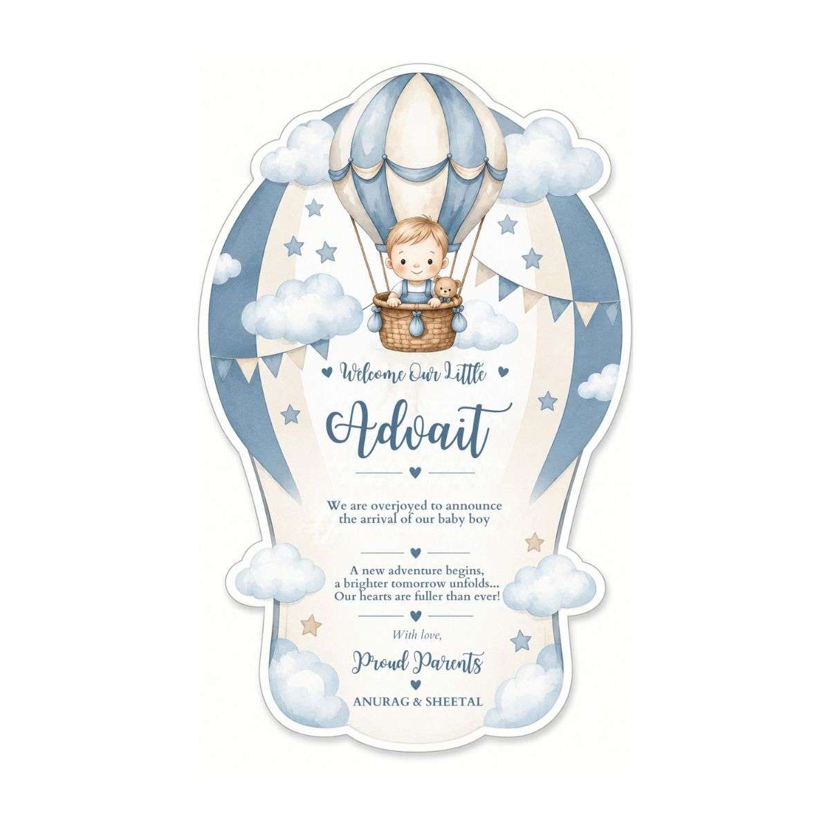 Birth Announcement Gift Tags & Gift Labels Hot-Air Balloon Design