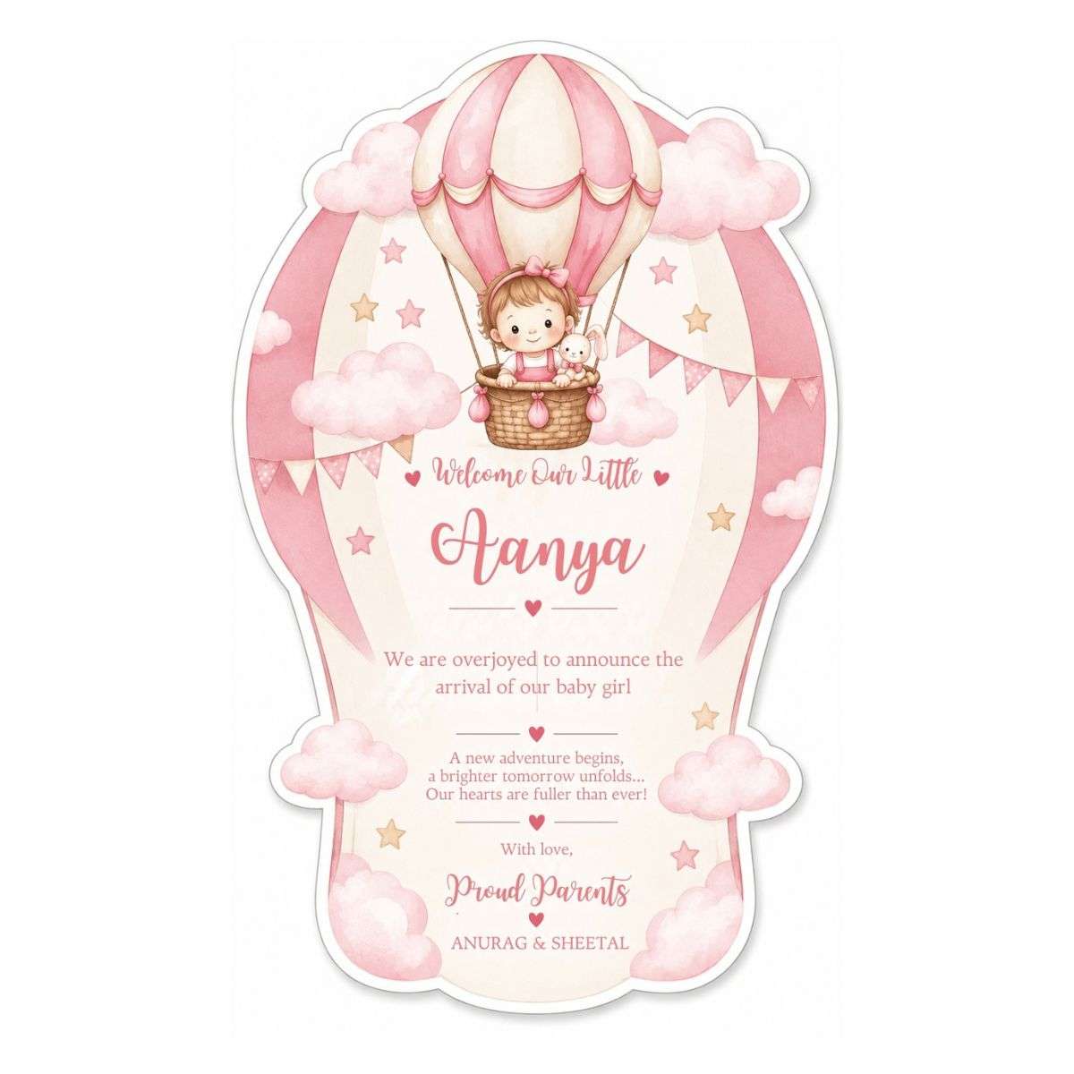 Birth Announcement Gift Tags & Gift Labels Hot-Air Balloon Design
