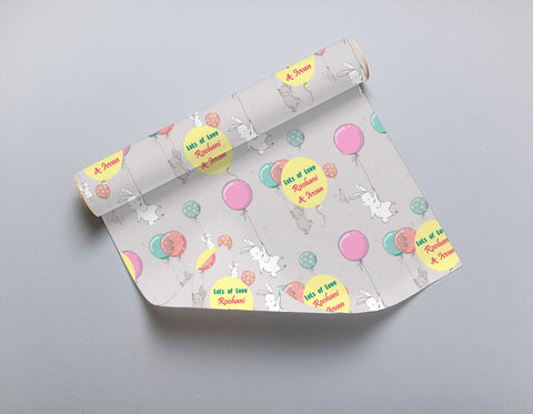 Personalised Gift Wrapping Paper- Bunny Theme Chatterbox Labels