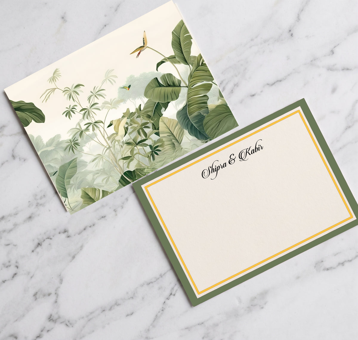 Personalised Note Cards With Envelopes - Whispering Palms - Chatterbox Labels - Notecards