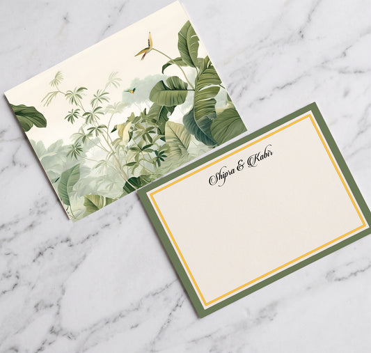 Personalised Note Cards With Envelopes - Whispering Palms - Chatterbox Labels - Notecards
