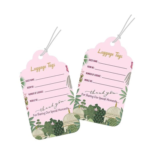 Personalised Luggage Tags for Weddings - The Royal Garden Pink - Chatterbox Labels - Luggage Tags