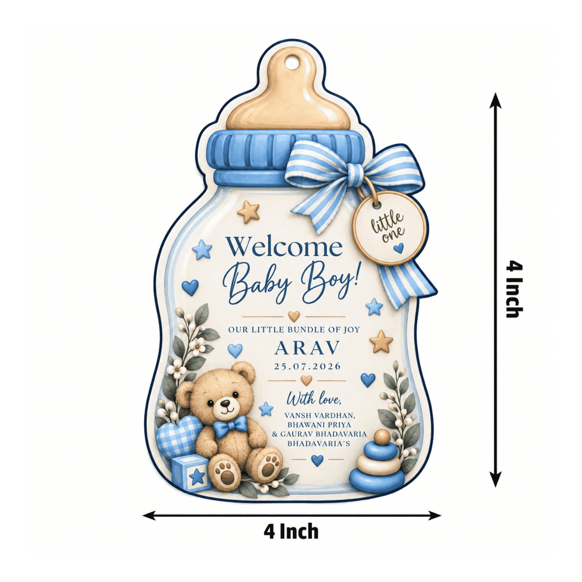 Baby Shower & Birth Announcement Gift Tags in Baby Bottle Design