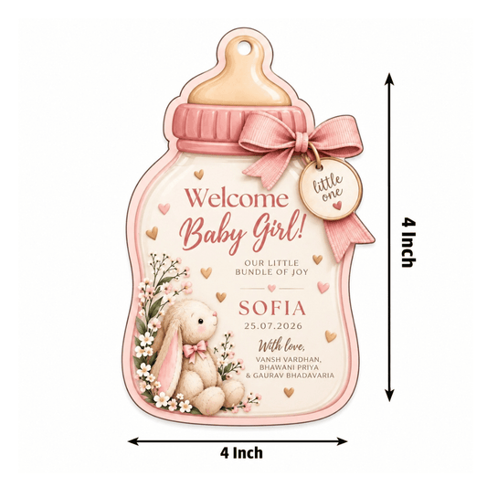 Baby Shower & Birth Announcement Gift Tags in Baby Bottle Design