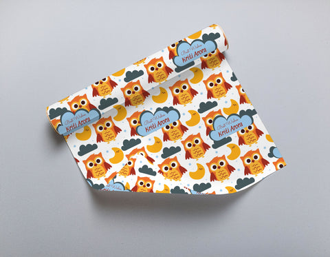 Personalised Gift Wrapping Paper - Golden Glow Owls Theme Chatterbox Labels