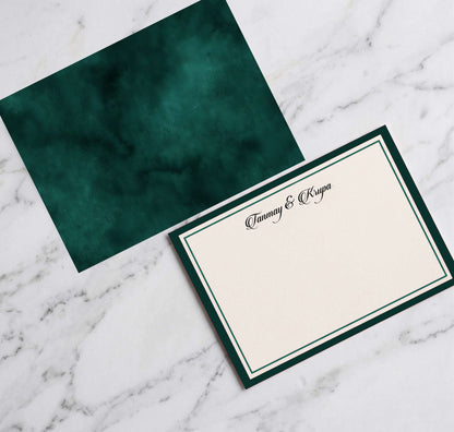 Personalised Note Cards With Envelopes - Midnight Green - Chatterbox Labels - Notecards