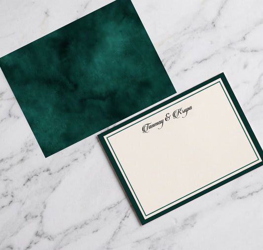 Personalised Note Cards With Envelopes - Midnight Green - Chatterbox Labels - Notecards