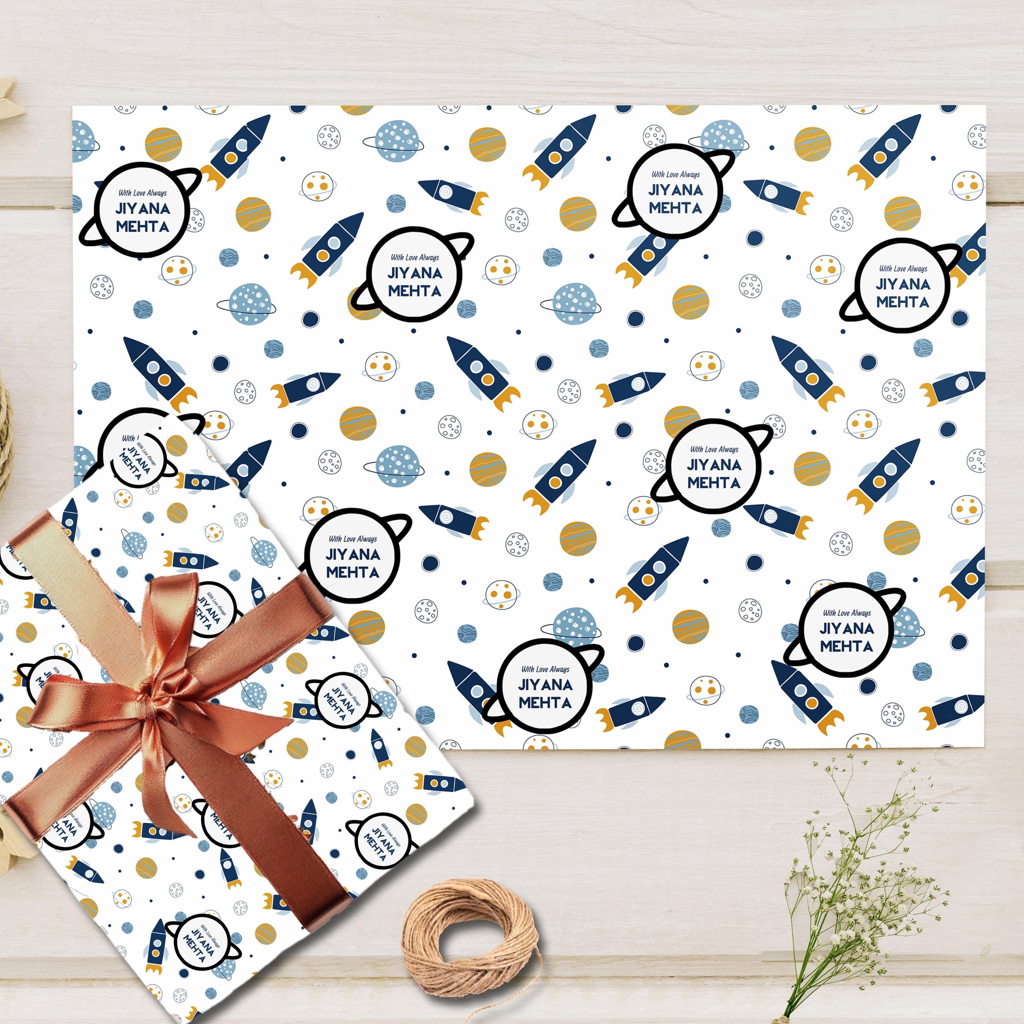 Custom Gift Wrapping Paper - Cosmic Cuties Theme