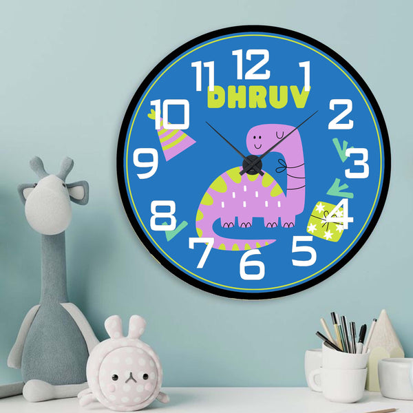 Personalised Wall Clock - Dino Hour Chatterbox Labels