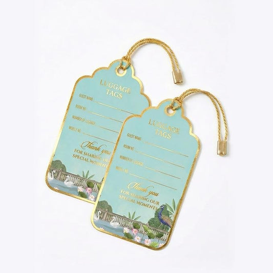 Personalised Gold Foil Luggage Tags for Wedding - The Royal Dip - Chatterbox Labels - Luggage Tags