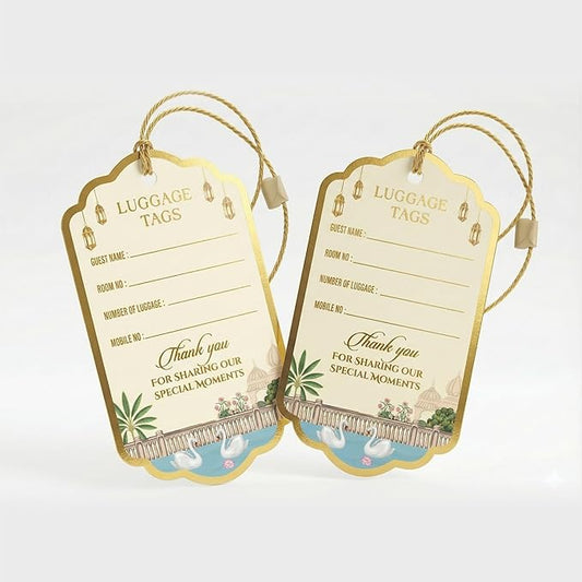Personalised Gold Foil Luggage Tags for Wedding - The Royal Ivory - Chatterbox Labels - Luggage Tags