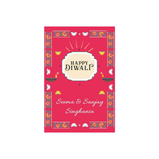 Happy Diwali Gift Tags/Gift Stickers -Floral Flame Design
