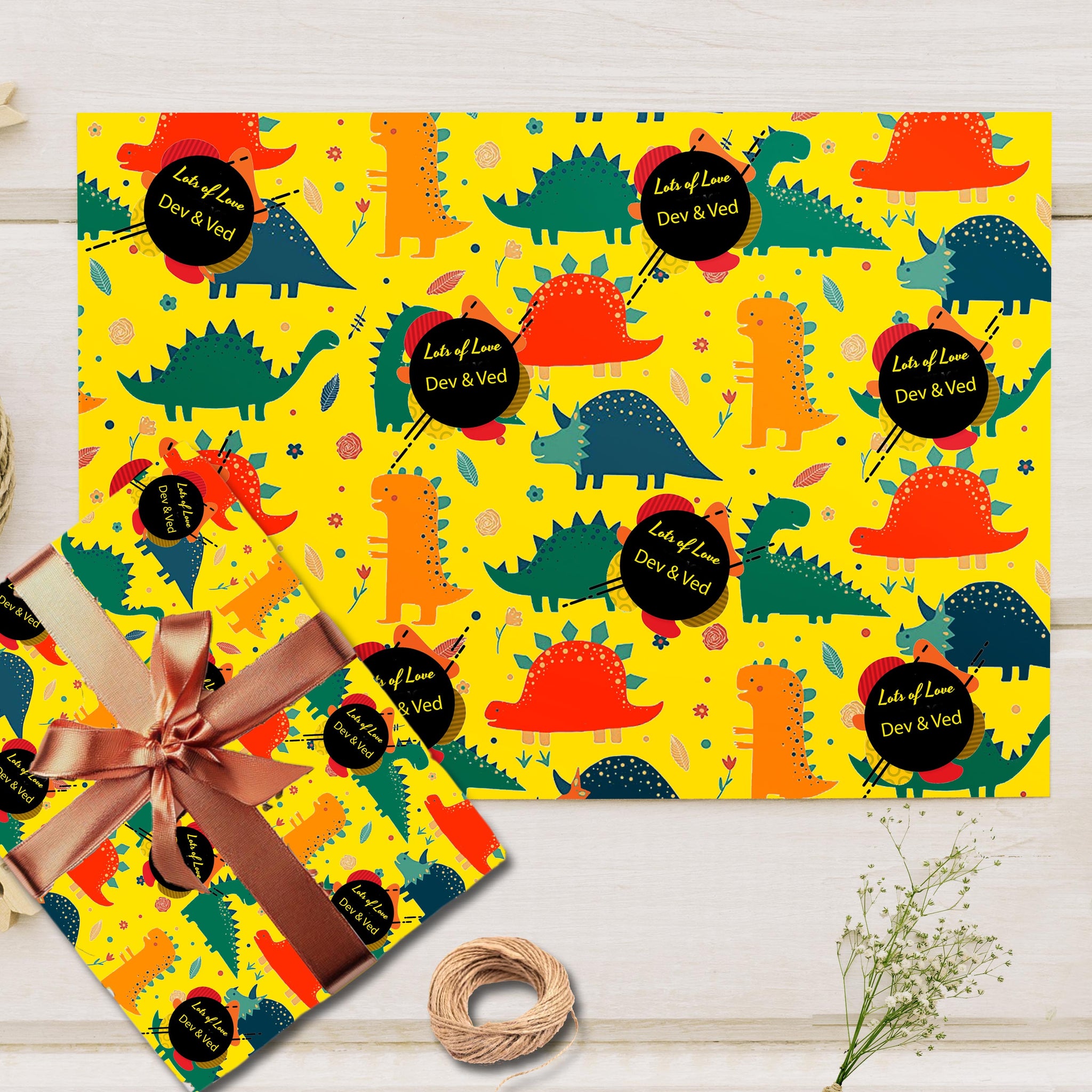 Custom Gift Wrapping Paper- Dino Theme