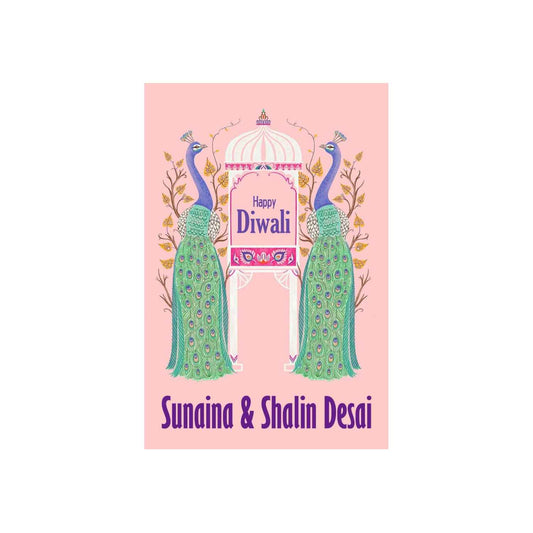 Happy Diwali Gift Tags/Gift Stickers - Peacock Charisma