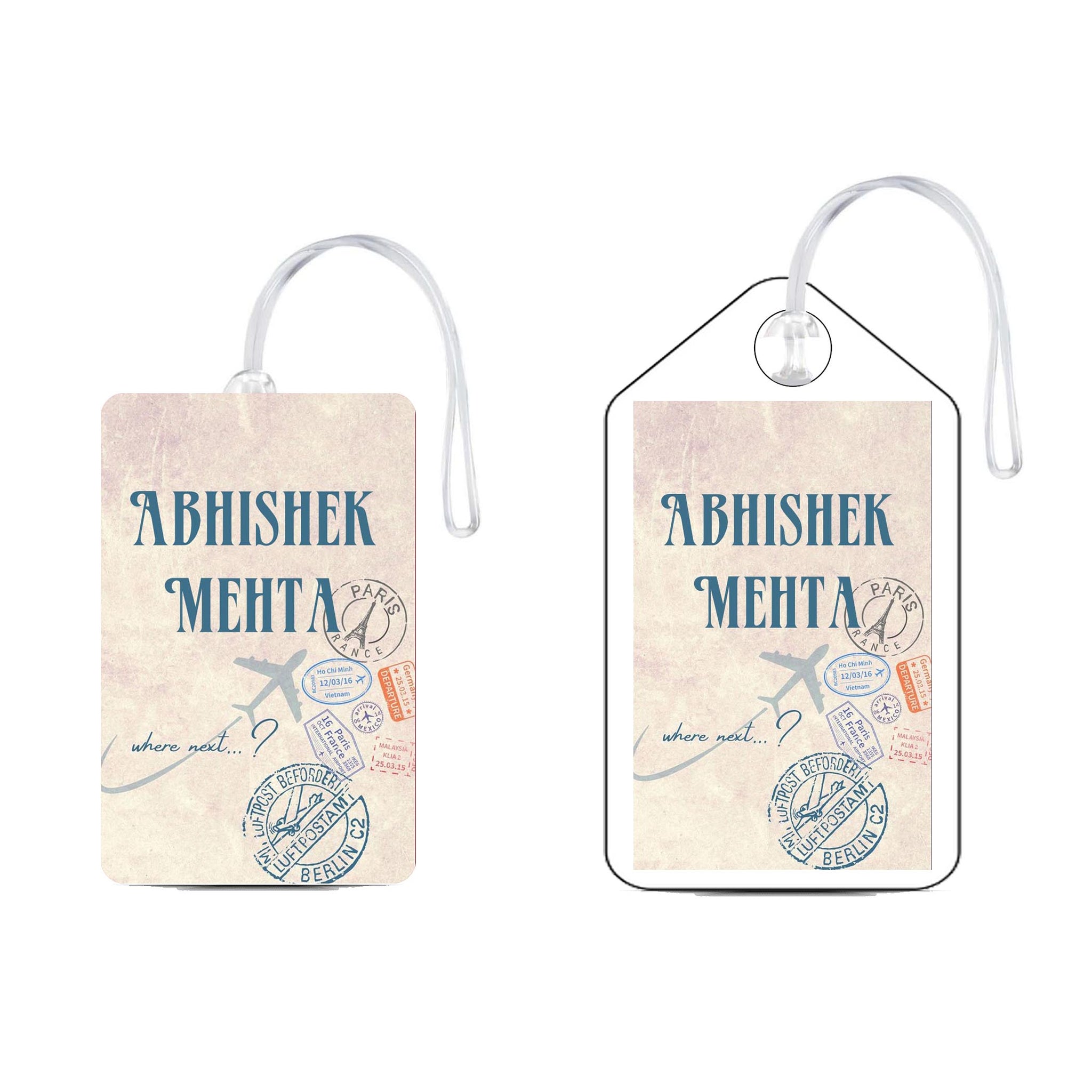 Set of 5 - Where Next Design - Luggage Tags Chatterbox Labels