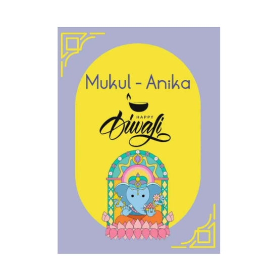 Happy Diwali Gift Tags/Gift Stickers - Cute Ganpati Design