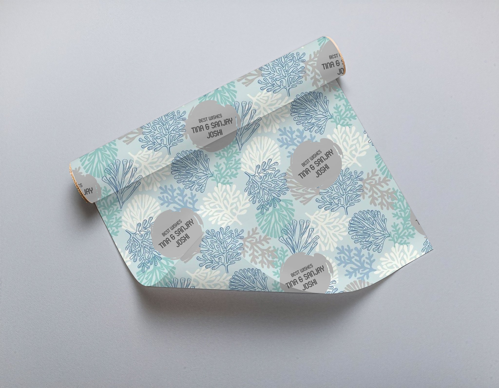 Personalised Gift Wrapping Paper - Oceanic Flora Chatterbox Labels