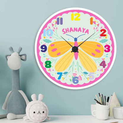 Personalised Acrylic Wall Clock - Flutter Time - Chatterbox Labels - Wall Clock