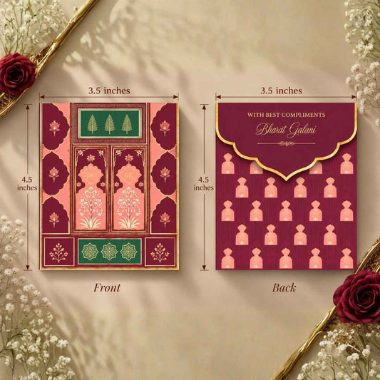 Luxe Gold Foil Money Envelopes - Royal Maroon Motif