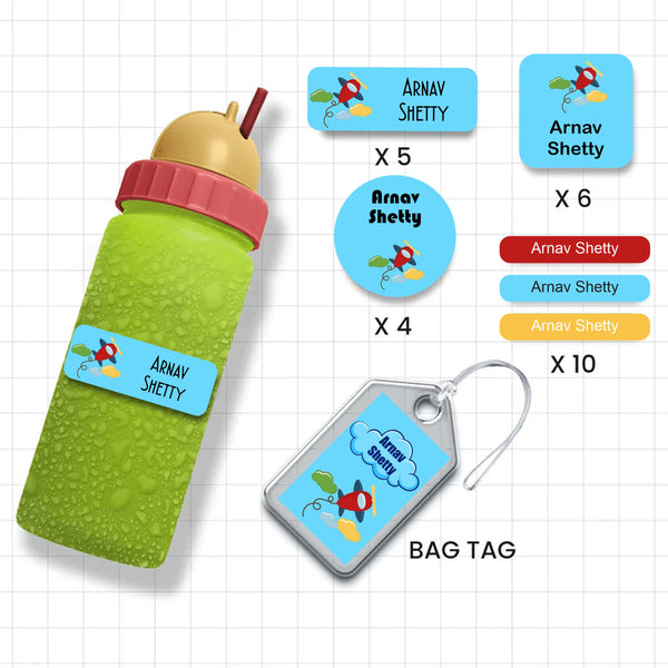 Assorted Shapes Waterproof Labels - Airplane Theme