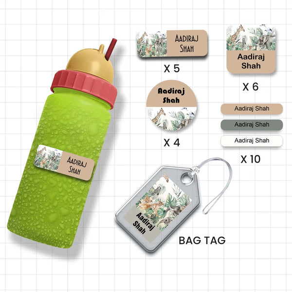 Assorted Shapes Waterproof Labels - Animals Theme