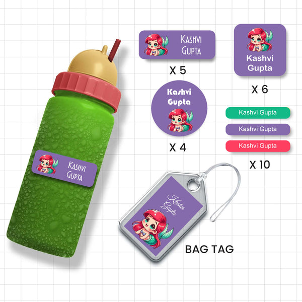 Assorted Shapes Waterproof Labels - Ariel Theme