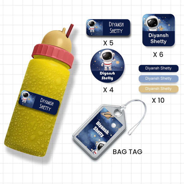 Assorted Shapes Waterproof Labels - Astronaut Theme