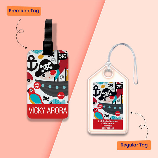 Personalized Bag Tags for Kids - Set of 5 - Ahoy Design - Chatterbox Labels - Bag Tags