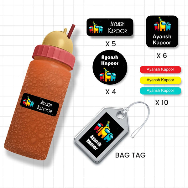 Assorted Shapes Waterproof Labels - AMONG US Theme - Chatterbox Labels-Personalised Waterproof Stickers - Opaque