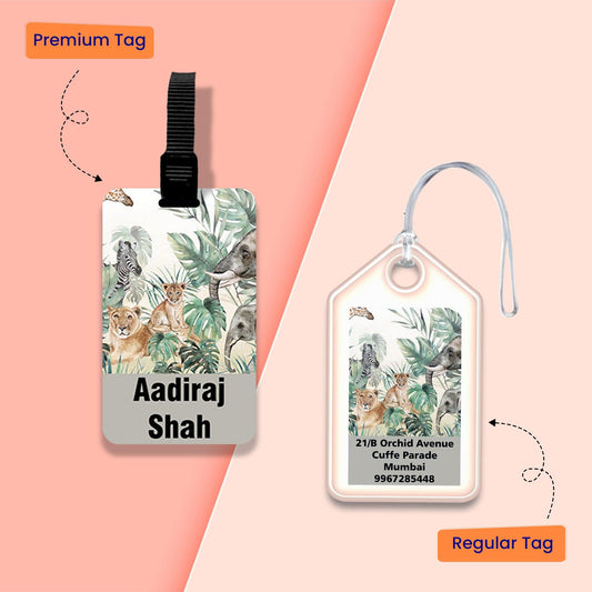 Personalized Bag Tags for Kids - Set of 5 - Animals Design - Chatterbox Labels - Bag Tags