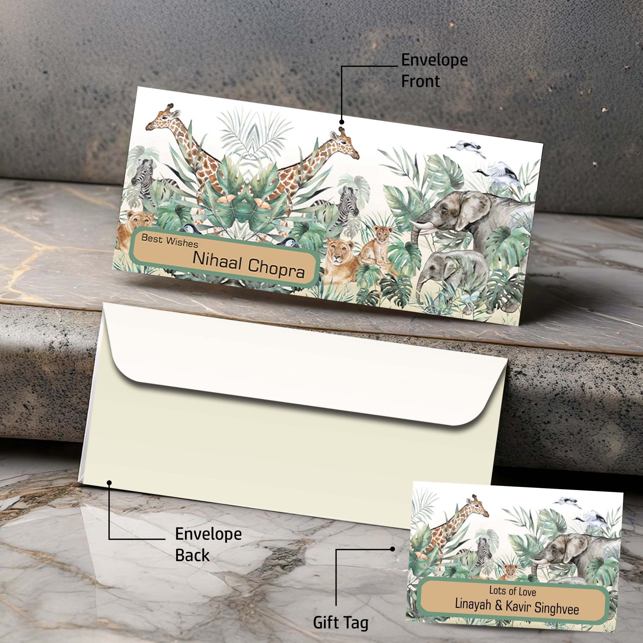 Personalised Money Envelopes - Animals Theme- 20 Pieces