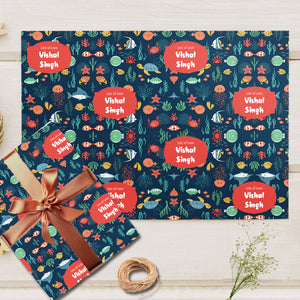 Custom Gift Wrapping Paper - Aqua Pals