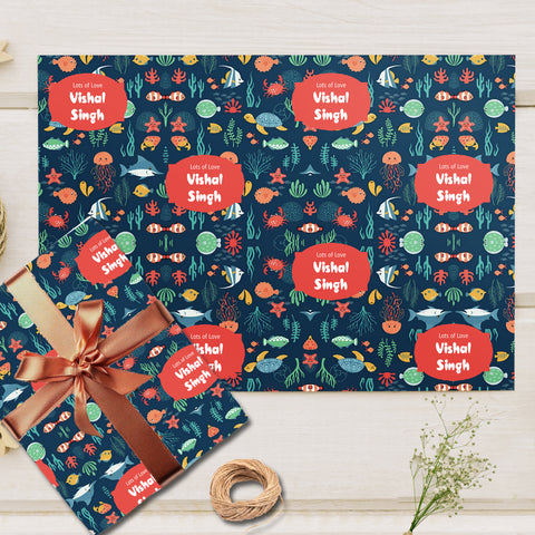 Custom Gift Wrapping Paper - Aqua Pals