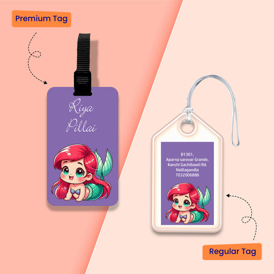 Personalized Bag Tags for Kids - Ariel Princess Design - Chatterbox Labels - Bag Tags