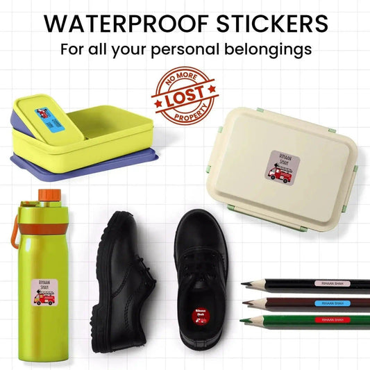 Assorted Shapes Waterproof Labels - Big Monster Truck Theme - Chatterbox Labels - Personalised Waterproof Stickers - Opaque