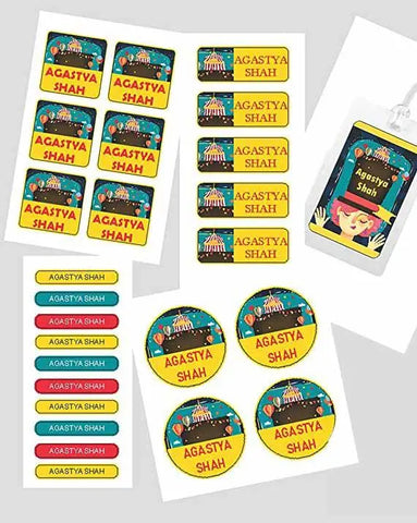 Assorted Shapes Waterproof Labels - Carnival Design - Chatterbox Labels