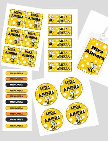 Assorted Shapes Waterproof Labels - Honey Bee Theme - Chatterbox Labels