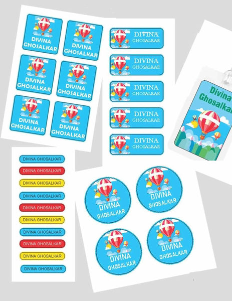 Assorted Shapes Waterproof Labels - Hot Air Balloon Theme - Chatterbox Labels