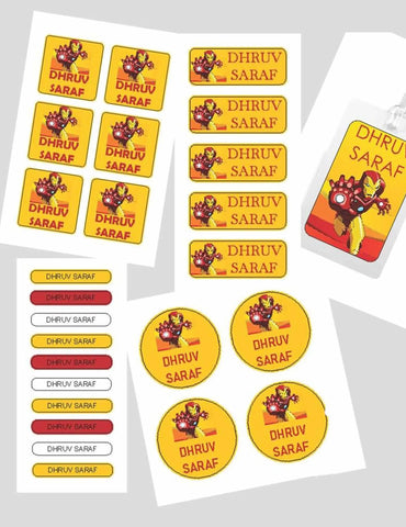 Assorted Shapes Waterproof Labels - Iron Man Theme - Chatterbox Labels