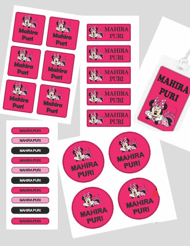 Assorted Shapes Waterproof Labels - Minnie Mouse Theme - Chatterbox Labels