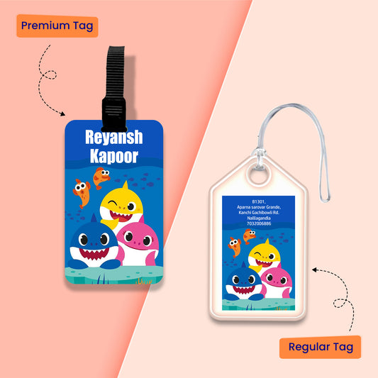 Personalized Bag Tags for Kids - Baby Shark Design - Chatterbox Labels - Bag Tags