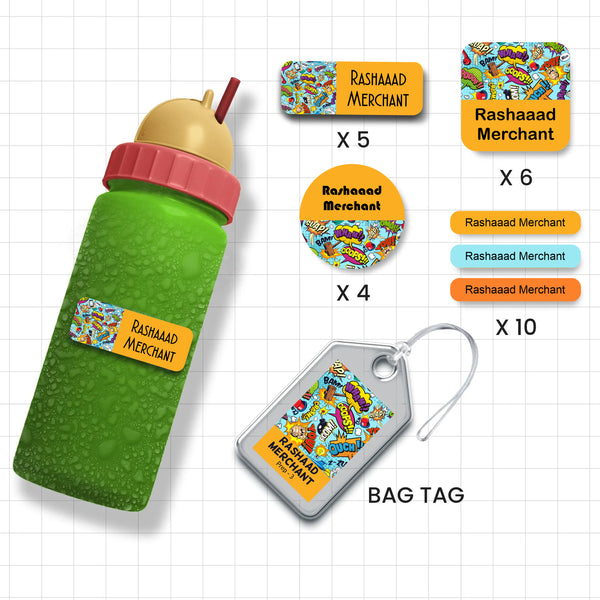 Assorted Shapes Waterproof Labels - Bam Boom Theme