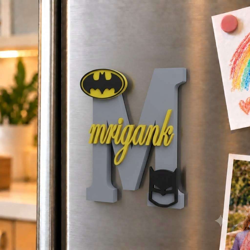 Batman Theme 3D Printed Magnetic Name Sign