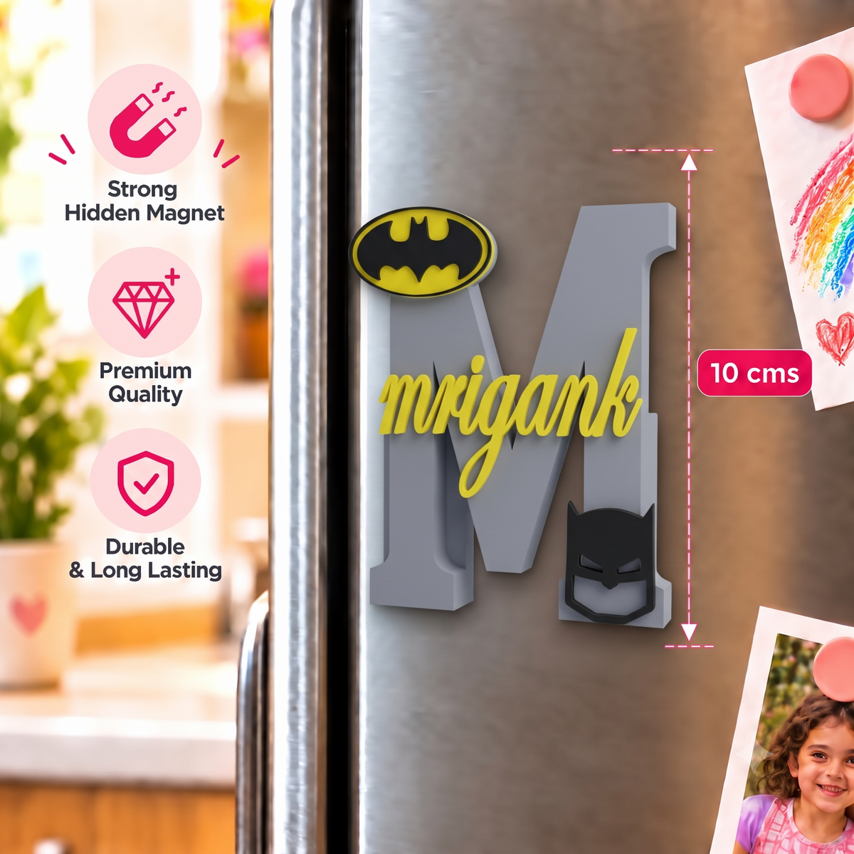 Batman Theme 3D Printed Magnetic Name Sign