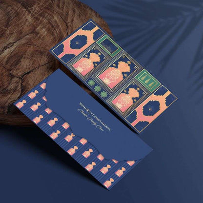 Luxe Gold Foil Money Envelopes - Royal Blue Motif Frame - Chatterbox Labels - Luxe Envelopes