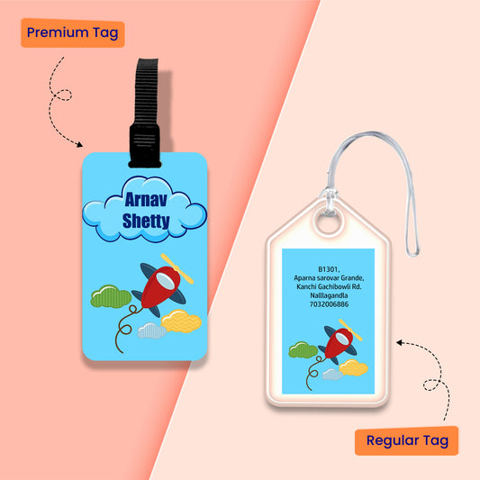 Personalized Bag Tags for Kids - Blue Sky Design - Chatterbox Labels - Bag Tags