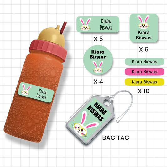Assorted Shapes Waterproof Labels - Bunny Theme - Chatterbox Labels-Personalised Waterproof Stickers - Opaque