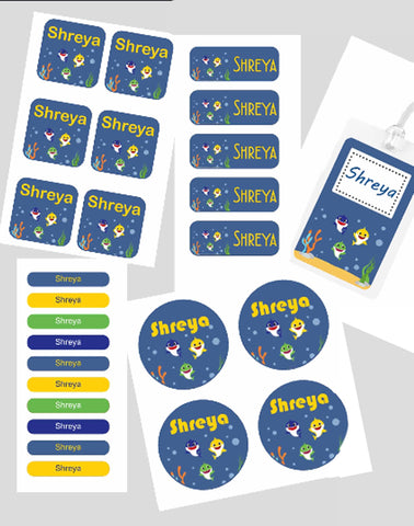 Assorted Waterproof Labels - Baby Shark Theme Chatterbox Labels